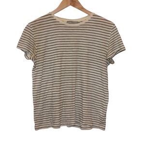 Vince Black & White Striped Cap Sleeve Crew Neck T-Shirt Women's Size XS